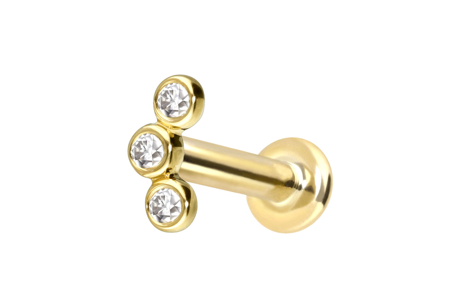 14 Karat Gold Labret Piercing mit Innengewinde MOISSANIT-BOGEN